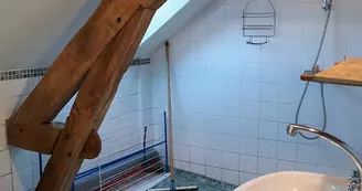 salle de bain avec charpente